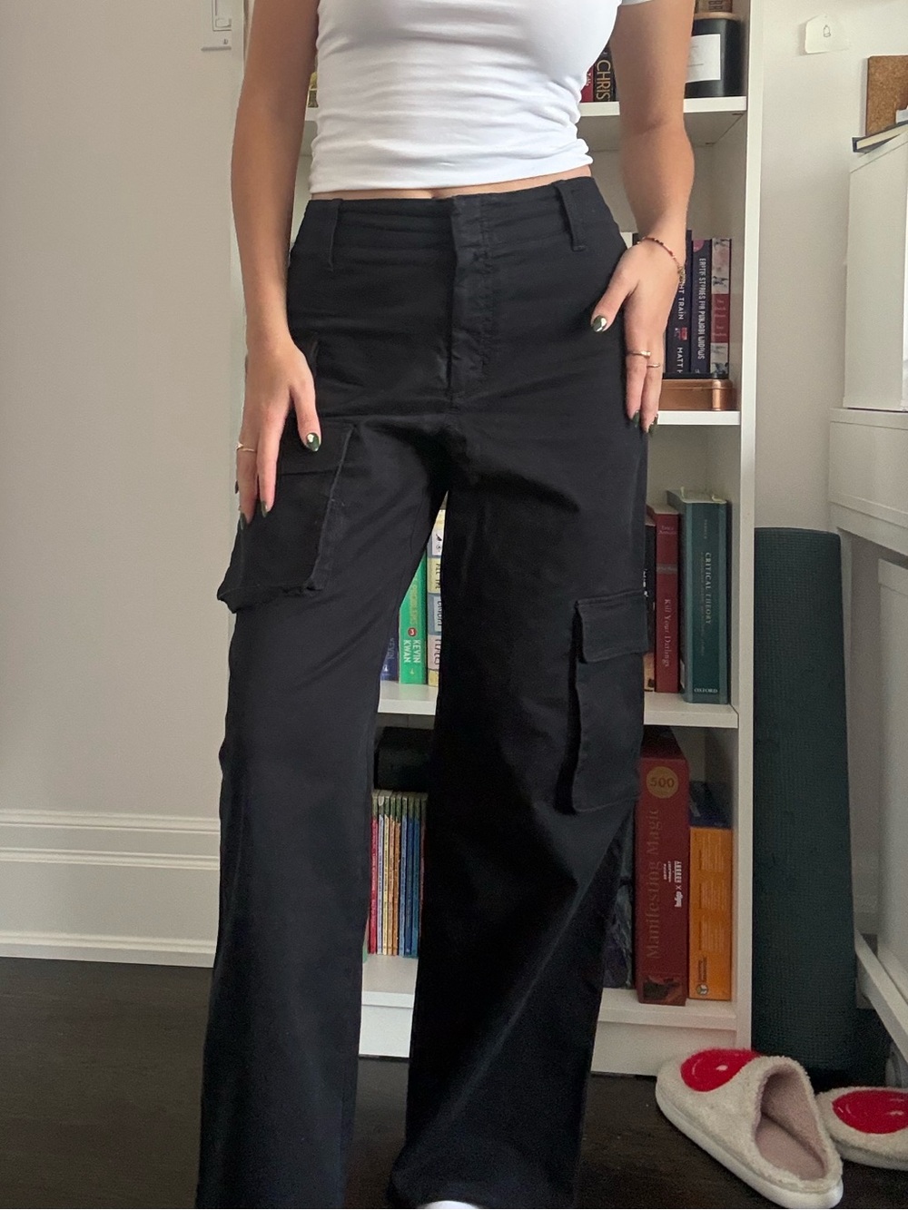 TNA Black Wide-Leg Cargo Pants
